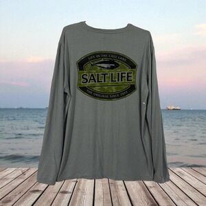 Salt Life Shirt Mens XL Blue Camo SLX UVapor Long Sleeve Fishing